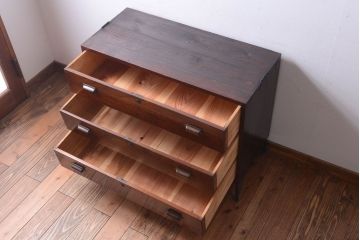 アンティーク家具　アンティーク　前面欅材!鉄脚付き時代箪笥ローボード(ローチェスト)(2)