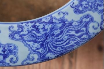 アンティーク雑貨　古民具・骨董　龍のひょうたん窓絵が美しい特大アンティーク瀬戸火鉢