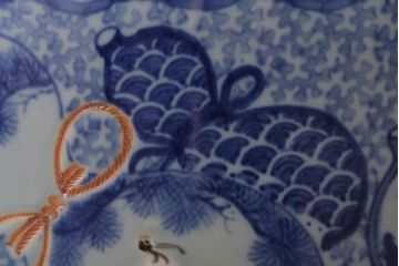 アンティーク雑貨　古民具・骨董　龍のひょうたん窓絵が美しい特大アンティーク瀬戸火鉢