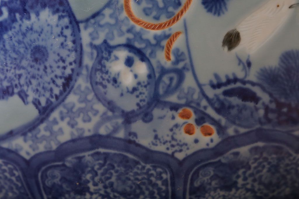 アンティーク雑貨　古民具・骨董　龍のひょうたん窓絵が美しい特大アンティーク瀬戸火鉢