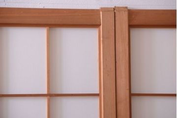 中古　ぼかしガラス入り!雪見障子戸4枚セット(引き戸、擦り上げ障子戸、擦上障子戸)