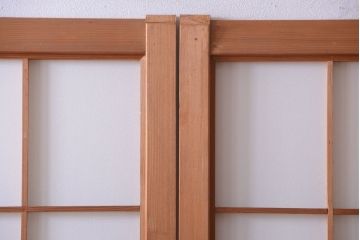 中古　ぼかしガラス入り!雪見障子戸4枚セット(引き戸、擦り上げ障子戸、擦上障子戸)