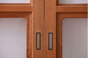 中古　ぼかしガラス入り!雪見障子戸4枚セット(引き戸、擦り上げ障子戸、擦上障子戸)