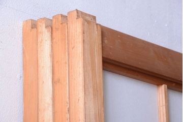 中古　ぼかしガラス入り!雪見障子戸4枚セット(引き戸、擦り上げ障子戸、擦上障子戸)