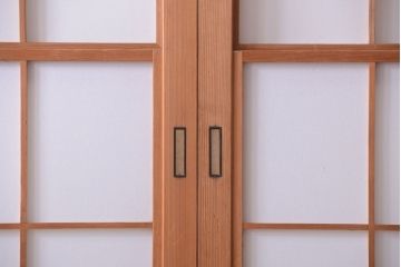 中古　和風インテリアに!雪見障子戸4枚セット(引き戸、擦り上げ障子戸、擦上障子戸)