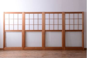 中古　和風インテリアに!雪見障子戸4枚セット(引き戸、擦り上げ障子戸、擦上障子戸)