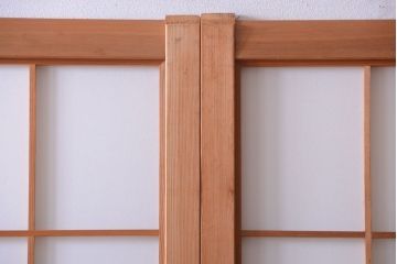 中古　和風インテリアに!雪見障子戸2枚セット(引き戸、擦り上げ障子戸、擦上障子戸)