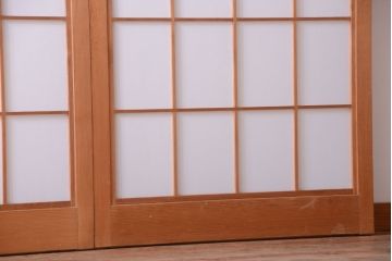 中古　和風インテリアに!雪見障子戸2枚セット(引き戸、擦り上げ障子戸、擦上障子戸)