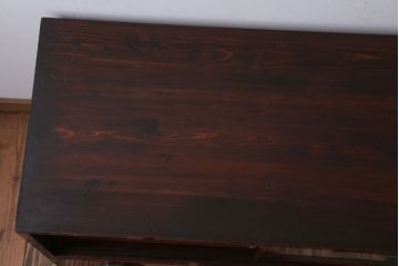 アンティーク家具　和製アンティーク　鉄脚付き!結霜ガラス引き戸のサイドボード