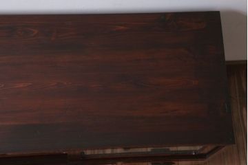 アンティーク家具　和製アンティーク　鉄脚付き!結霜ガラス引き戸のサイドボード