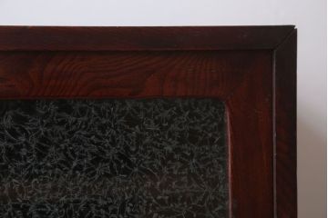 アンティーク家具　和製アンティーク　鉄脚付き!結霜ガラス引き戸のサイドボード