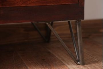 アンティーク家具　和製アンティーク　鉄脚付き!結霜ガラス引き戸のサイドボード