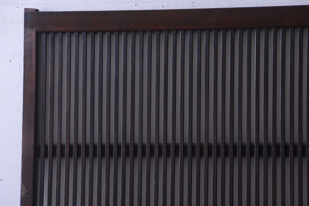 古民具・骨董　大正期　裏ガラス入り!結霜ガラス帯格子戸2枚セット