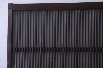 古民具・骨董　大正期　裏ガラス入り!結霜ガラス帯格子戸2枚セット