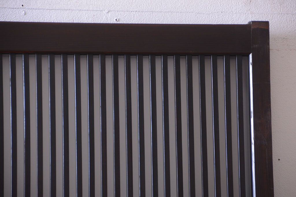 古民具・骨董　大正期　裏ガラス入り!結霜ガラス帯格子戸2枚セット