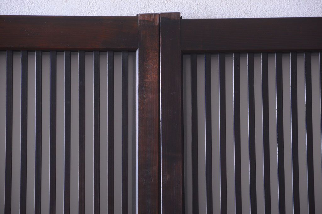 古民具・骨董　大正期　裏ガラス入り!結霜ガラス帯格子戸2枚セット