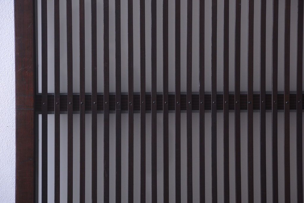 古民具・骨董　大正期　裏ガラス入り!結霜ガラス帯格子戸2枚セット