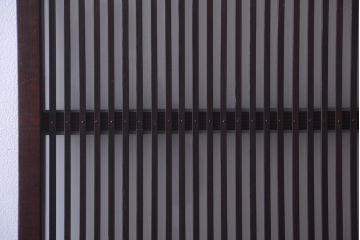 古民具・骨董　大正期　裏ガラス入り!結霜ガラス帯格子戸2枚セット