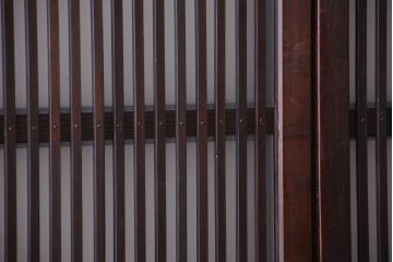 古民具・骨董　大正期　裏ガラス入り!結霜ガラス帯格子戸2枚セット