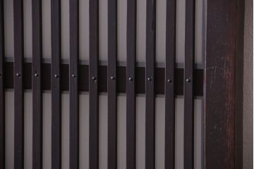 古民具・骨董　大正期　裏ガラス入り!結霜ガラス帯格子戸2枚セット