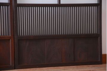 古民具・骨董　大正期　裏ガラス入り!結霜ガラス帯格子戸2枚セット