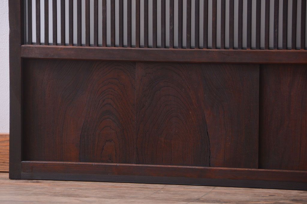 古民具・骨董　大正期　裏ガラス入り!結霜ガラス帯格子戸2枚セット