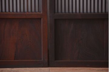 古民具・骨董　大正期　裏ガラス入り!結霜ガラス帯格子戸2枚セット