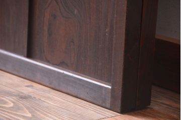 古民具・骨董　大正期　裏ガラス入り!結霜ガラス帯格子戸2枚セット