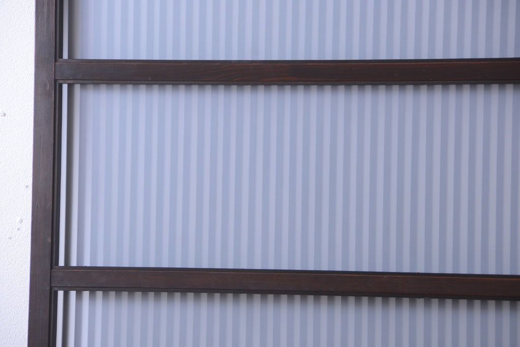 古民具・骨董　大正期　裏ガラス入り!結霜ガラス帯格子戸2枚セット