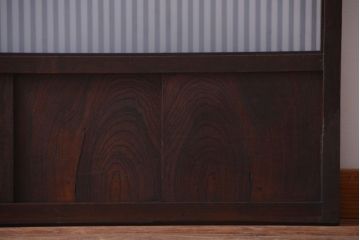 古民具・骨董　大正期　裏ガラス入り!結霜ガラス帯格子戸2枚セット