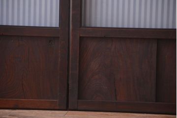 古民具・骨董　大正期　裏ガラス入り!結霜ガラス帯格子戸2枚セット