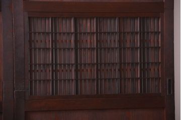 古民具・骨董　明治〜大正期　裏障子付き!アンティーク格子帯戸2枚セット