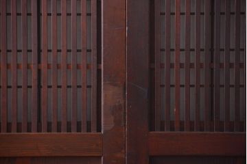 古民具・骨董　明治〜大正期　裏障子付き!アンティーク格子帯戸2枚セット
