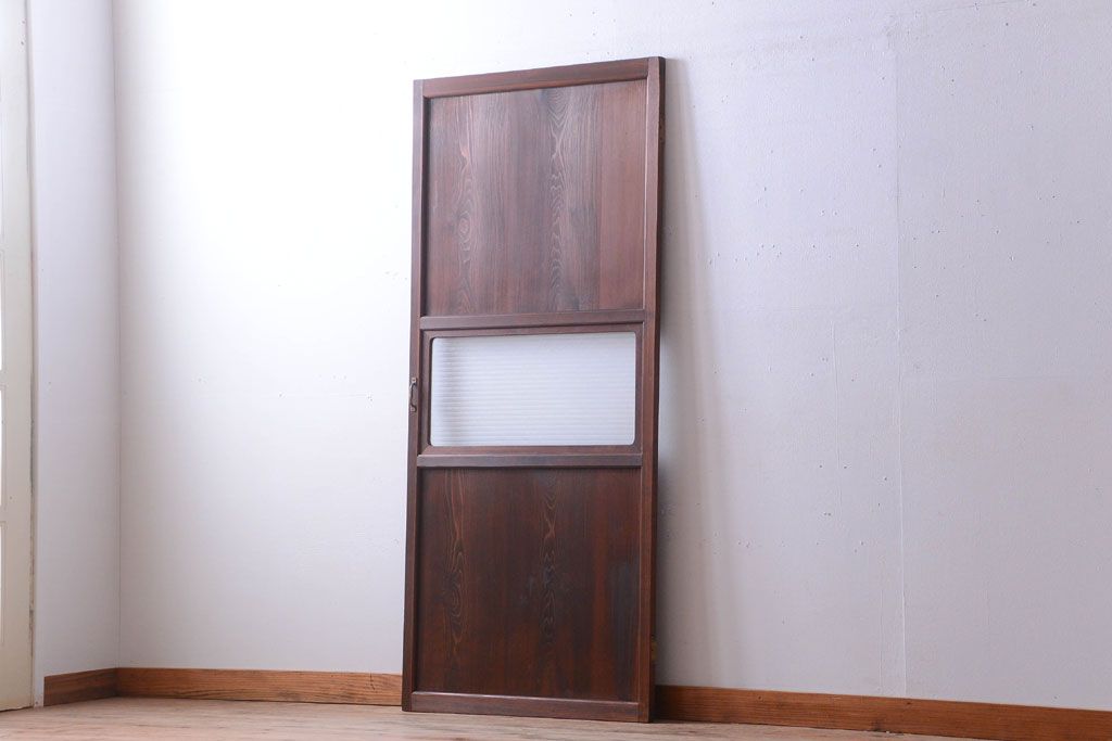 和製アンティーク　銀モールガラス入り!古い木のドア