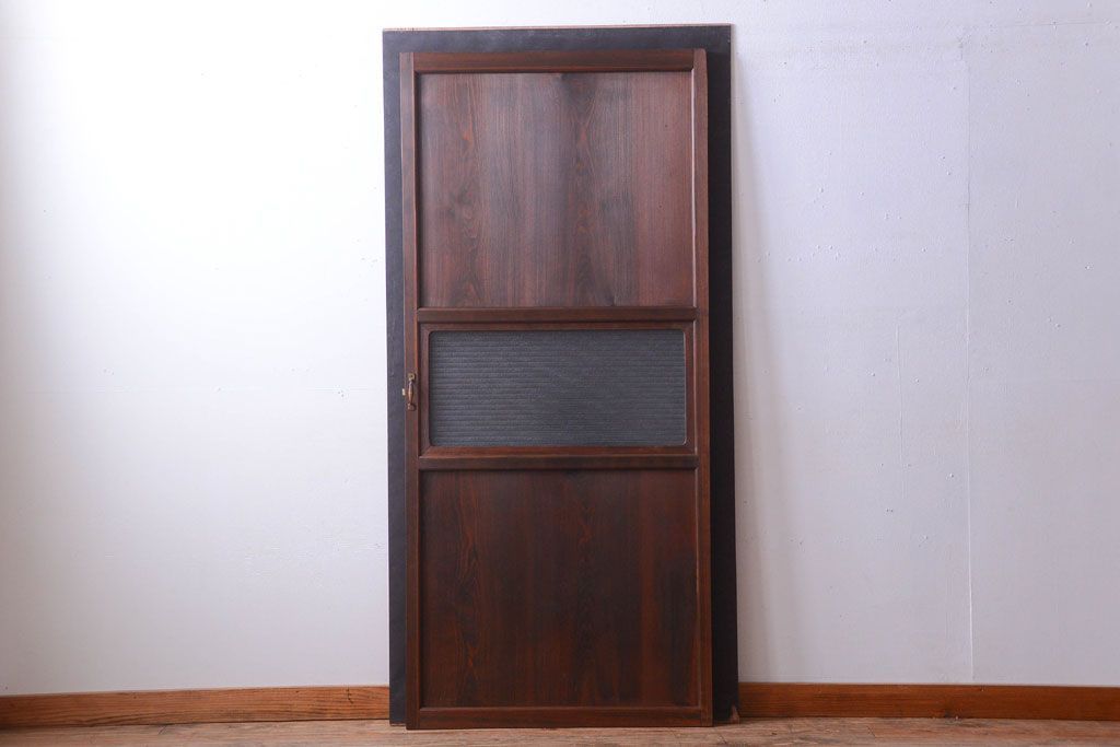 和製アンティーク　銀モールガラス入り!古い木のドア