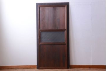 和製アンティーク　銀モールガラス入り!古い木のドア