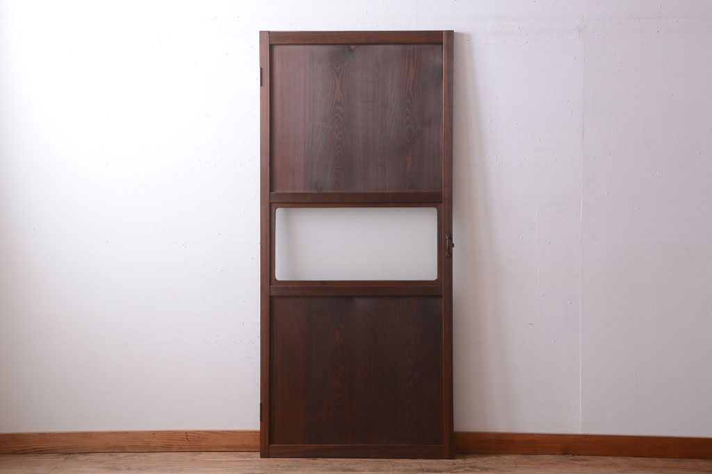 和製アンティーク　銀モールガラス入り!古い木のドア