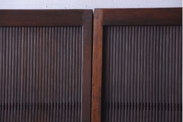 古民具・骨董　縦桟81本の極上品!裏ガラス入りの最高級アンティーク万本格子戸3枚セット
