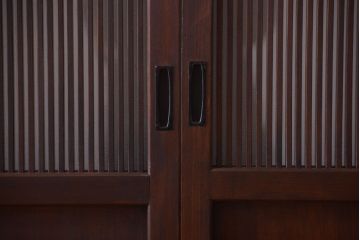 古民具・骨董　縦桟81本の極上品!裏ガラス入りの最高級アンティーク万本格子戸3枚セット