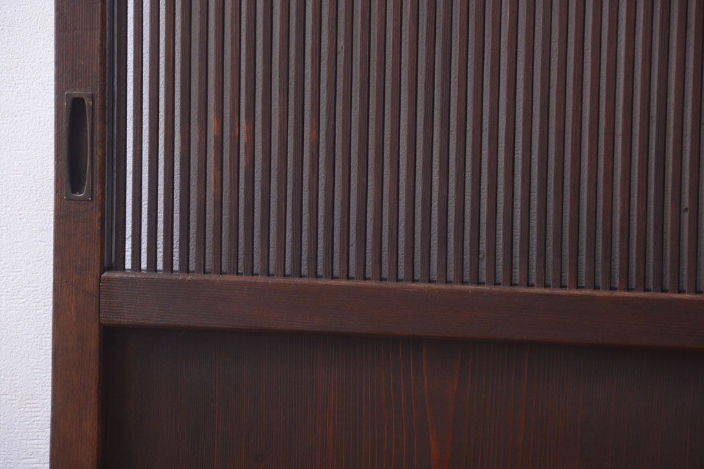 古民具・骨董　縦桟81本の極上品!裏ガラス入りの最高級アンティーク万本格子戸3枚セット