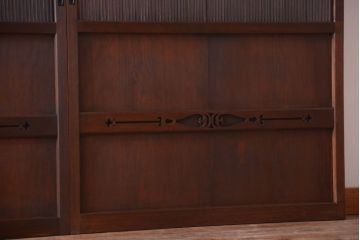 古民具・骨董　縦桟81本の極上品!裏ガラス入りの最高級アンティーク万本格子戸3枚セット