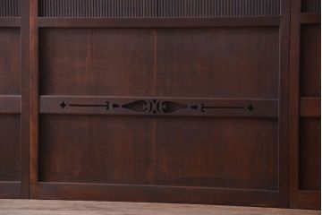 古民具・骨董　縦桟81本の極上品!裏ガラス入りの最高級アンティーク万本格子戸3枚セット