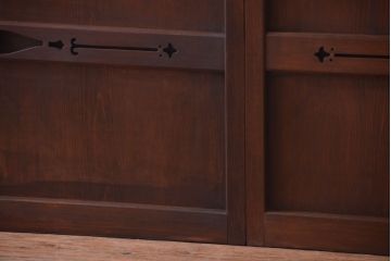 古民具・骨董　縦桟81本の極上品!裏ガラス入りの最高級アンティーク万本格子戸3枚セット