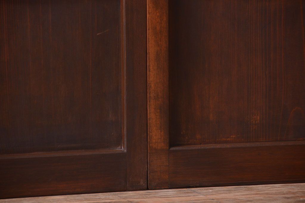 古民具・骨董　縦桟81本の極上品!裏ガラス入りの最高級アンティーク万本格子戸3枚セット