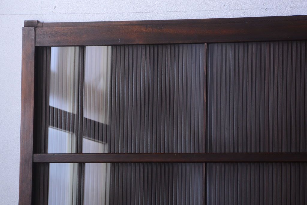 古民具・骨董　縦桟81本の極上品!裏ガラス入りの最高級アンティーク万本格子戸3枚セット