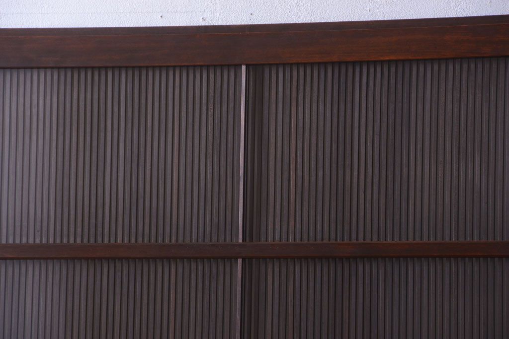 古民具・骨董　縦桟81本の極上品!裏ガラス入りの最高級アンティーク万本格子戸3枚セット