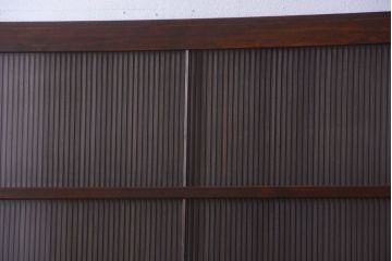 古民具・骨董　縦桟81本の極上品!裏ガラス入りの最高級アンティーク万本格子戸3枚セット