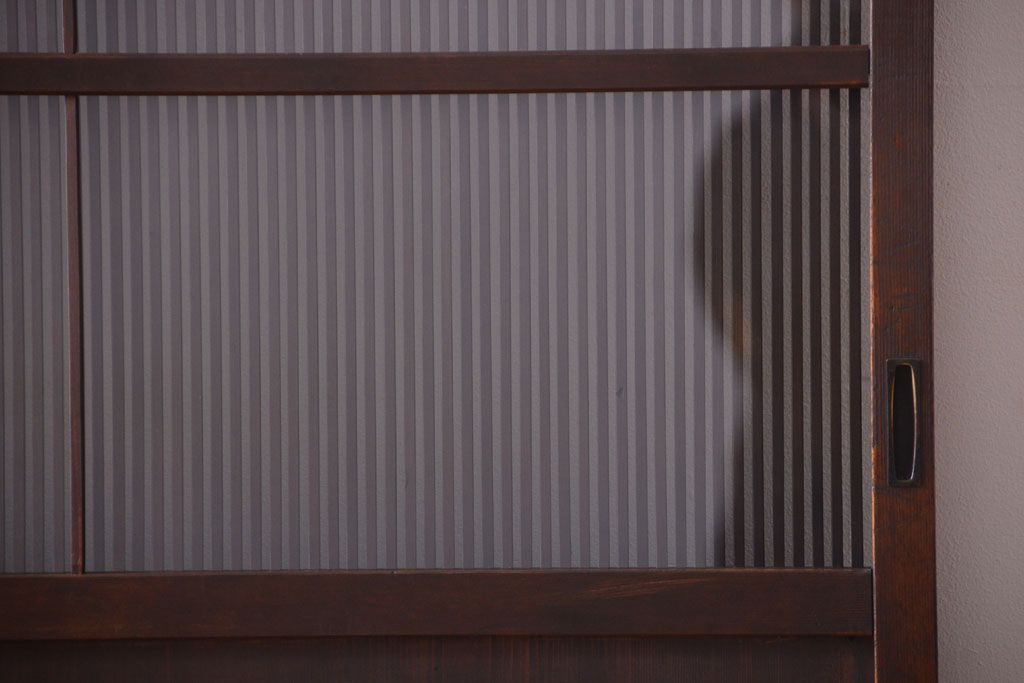 古民具・骨董　縦桟81本の極上品!裏ガラス入りの最高級アンティーク万本格子戸3枚セット