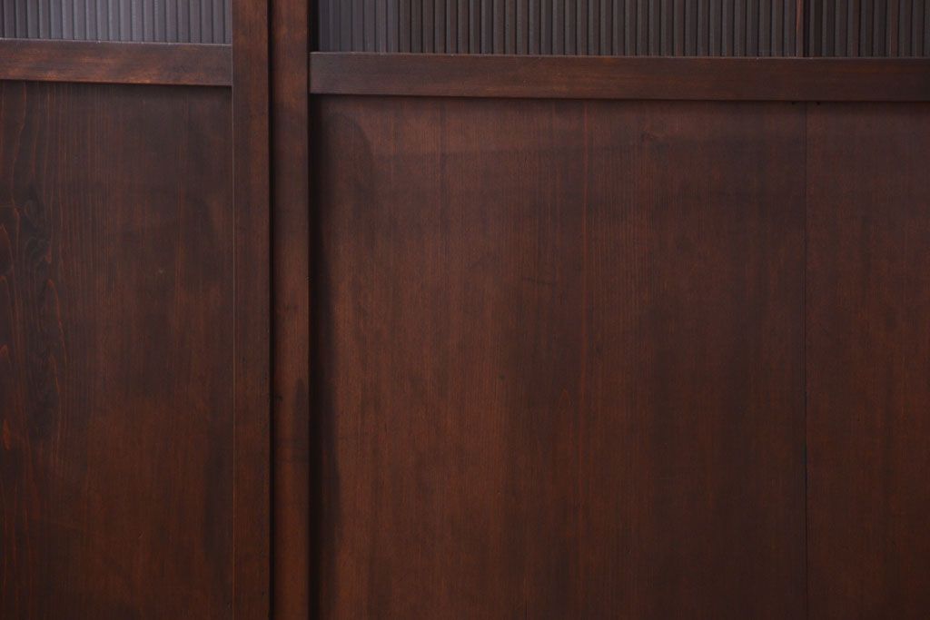 古民具・骨董　縦桟81本の極上品!裏ガラス入りの最高級アンティーク万本格子戸3枚セット