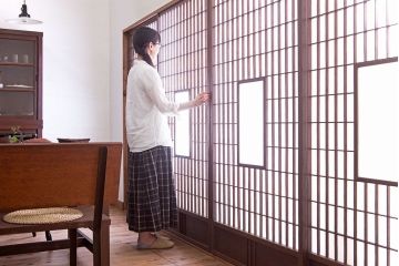 古民具・骨董　古い木のアンティーク縦額障子戸(2)